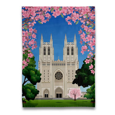 Cherry Blossom at National Cathedral Tea Towel