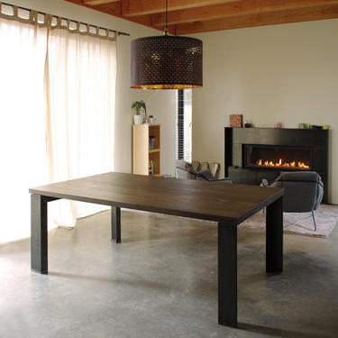reclaimed wood dining table with custom steel legs - modern minimalist - industrial - urban salvage 