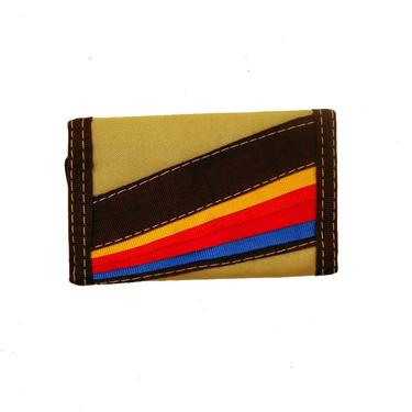 Nylon Keychain Wallet Vintage 1980s Rainbow Wallet Tan Brown Rainbow Small Keychain 