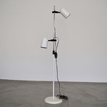 Mid-century Modern 1970's Floor Lamp in White and Chrome 