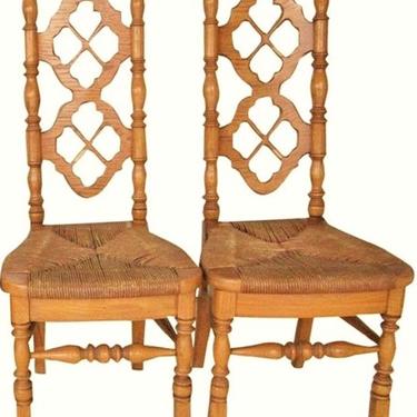 VINTAGE Dining Chairs, Rush Seat, Victorian, Jacobean Renaissance Styling, French Country Decor (Set of 2) Thomasville Chairs 