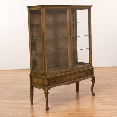 Queen Anne Lighted Display Cabinet W/ Drawer