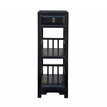 Oriental Black Drawer Open Shelves Slim Chest Cabinet Stand cs7082E 