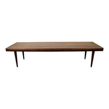 Mid-Century Danish Modern Walnut Slat Bench Coffee Table #10 