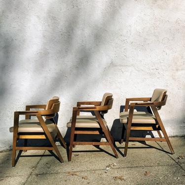 Set of Three Arm Chairs in Walnut from Gunlocke Chair Co.- pickup and delivery to selected cities 