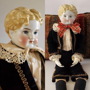 Antique Boy Doll with Blonde Painted Hair - Antique German Dolls - Collectible Dolls - Antique Dolls 23&amp;quot; Tall 