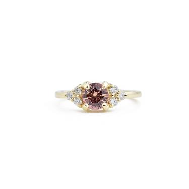 Bella Apricot Sapphire Diamond Cluster Engagement Ring