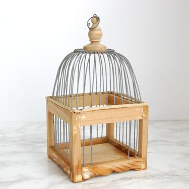 Vinatge Wire and Wood Bird Cage Birdcage - Antique Birdcage - Boho French Apartment Decor by PursuingVintage1