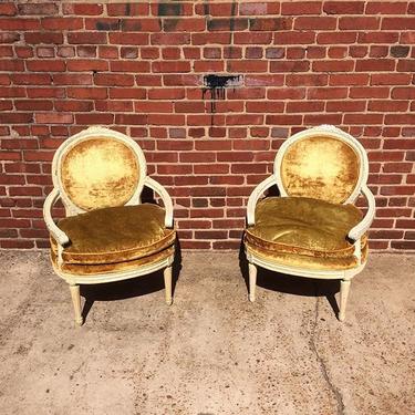 Antique gold velvet slipper chairs