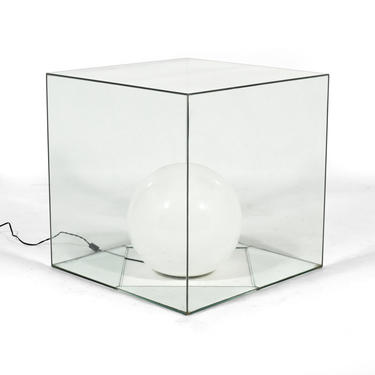 Glass Cube End Table Attributed to Keck+Keck