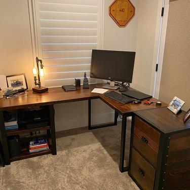 L shaped desk with shelves. Industrial desk. Reclaimed wood desk. Corner desk. Modern desk. Salvaged wood desk. Office desk. Executive desk. 
