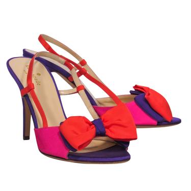Kate Spade - Bright Pink, Orange & Purple Slingback Pumps w/ Bows Sz 8