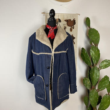 Vintage 1970s Sherpa Lined Denim Jacket Men’s Large 