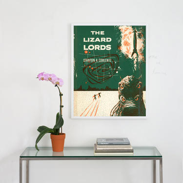 the lizard lords cover art print, science fiction cover art archival print, sci fi cover art, sci fi fantasy cover art, cover art, art print 