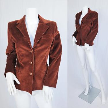 1970's Tobacco Brown Corduroy Blazer I Jacket I Coat I Sz Med I Country Suburbans 