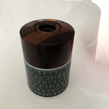 A Great Vintage Ceramic Cigaret Container With a Robust Rosewood Cover Danmark 