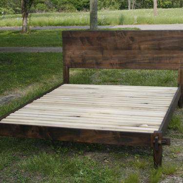 NbRnV03 Solid Hardwood Platform Bed with no metal -  natural color 