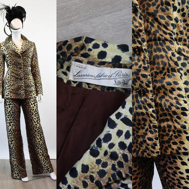 1960s 1970s LILLI ANN pants suit LEOPARD jacket xs small | new spring 