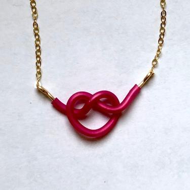 Bright Pink Love Knot Necklace 