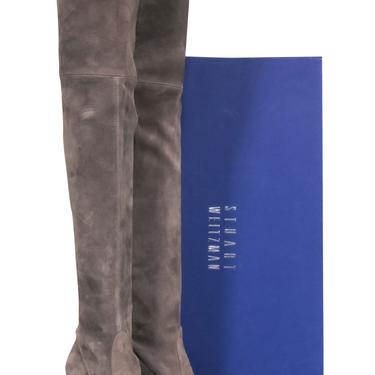 Stuart Weitzman - Taupe Suede Over-the-Knee Heeled "Highland" Boots Sz 7
