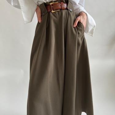 Vintage Taupe High-Waisted Midi Skirt