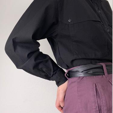 vintage black cotton workwear blouse size medium 