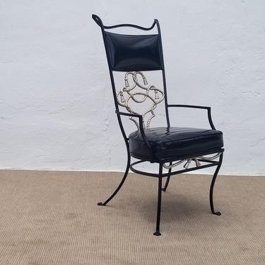 1970's Vintage French Hollywood Regency  Style Sculptural Accent Chair . 