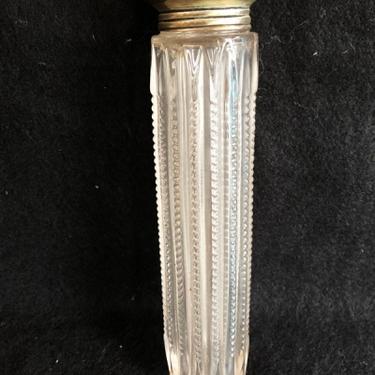 Circa 1880s Leaded Cut Glass Tall Powder Jar with Sterling Silver Lid 7 1/2 InchesLong