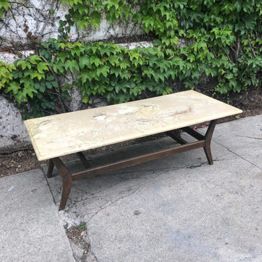 Vintage 1960’s Marble and Walnut Coffee Table
