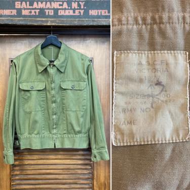 Vintage 1970’s 1950’s Style Army Military Workwear Jacket with Buckles, 50’s Engineer Jacket, 70’s Workwear, Vintage Clothing 
