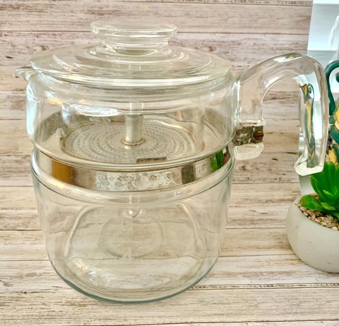 Vintage PYREX Flameware 6 Cup Glass Coffee Pot Percolator 7756 