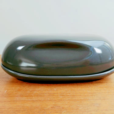 Vintage Iroquois Casual China | Half Pound 1/2 Pound Butter Dish Relish Tray | Russel Wright | Charcoal 