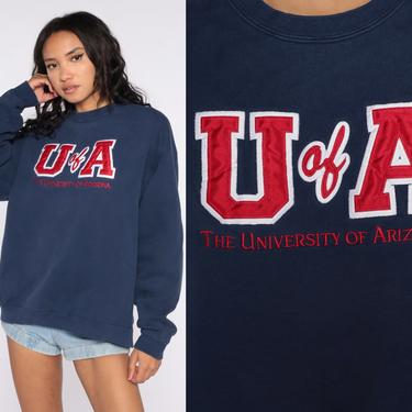 University Of Arizona Sweatshirt 90s Sports U of A Wildcats Shirt Tucson Graphic College Sweater Dark Blue 1990s Vintage Extra Large xl 
