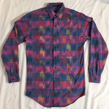 Vintage 1990's Purple and Blue Stripe Mens Shirt 