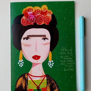 Frida Kahlo Greeting Card - 5x7 blank greeting card - stationary - paper lover 