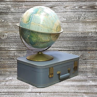 Vintage Rand McNally World Portrait Globe, Educational School Rotating Globe with Raised Elevations, Mid Century Modern, Vintage Home Decor 