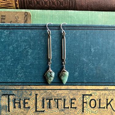 Antique Link &amp; Emerald Shield Earrings 