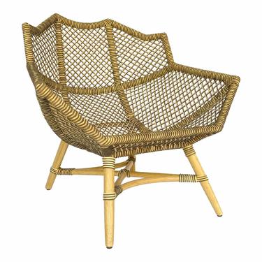 Baker / McGuire Organic Modern Rattan and Leather Chord Outdoor Nozomu Lounge Chair