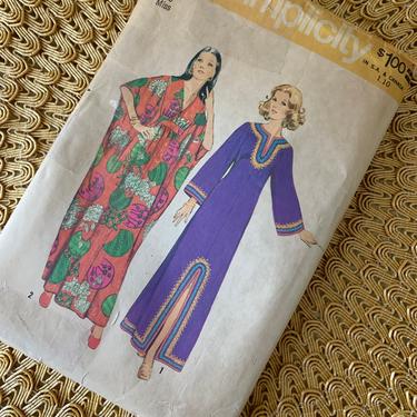 Vintage Simplicity Sewing Pattern, 70s Caftan Dress, Kaftan Maxi, UNCUT, Hippie Boho, Complete with Instructions 