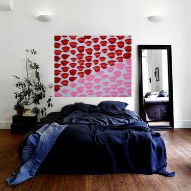 Red/Pink 24&quot;x36&quot; Canvas Painting Abstract Minimalist Art Modern Original Contemporary Artwork Commission Art by Art