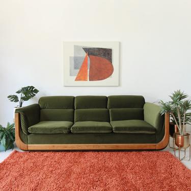 Vintage Boho Sofa in Olive Green