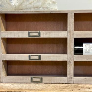 6 Opening Cubby Wall Shelf Rack | Rustic Cubby Wine Rack | Small Wood Shelf | Cubby with Labels | Kitchen Storage | Spice Rack | Curio 