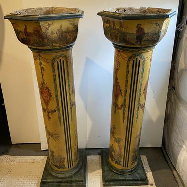 Antique French Chinoiserie Pedestals Columns Planters | Architectural Dcor
