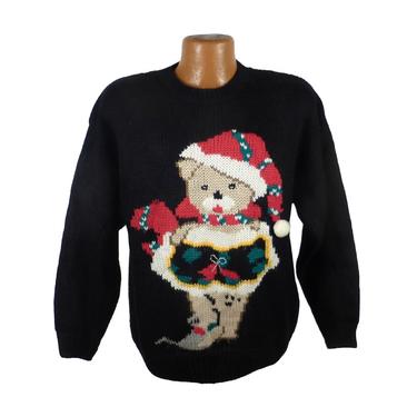 Ugly Christmas Sweater Vintage Teddy Bear Tacky Holiday Party Women's size L 