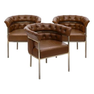 Set of Three “Weston” Leather Vintage Armchairs