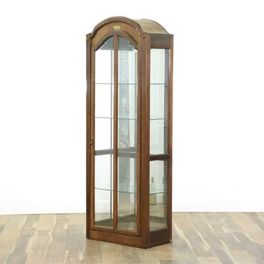 Arched Federal Style Curio Cabinet W Display Light