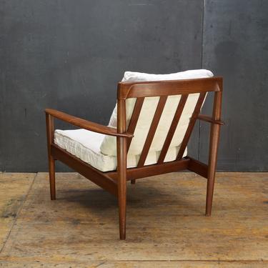 Grete Jalk Danish Teak Lounge Chair Vintage Mid-Century Rustic Easy Chair 