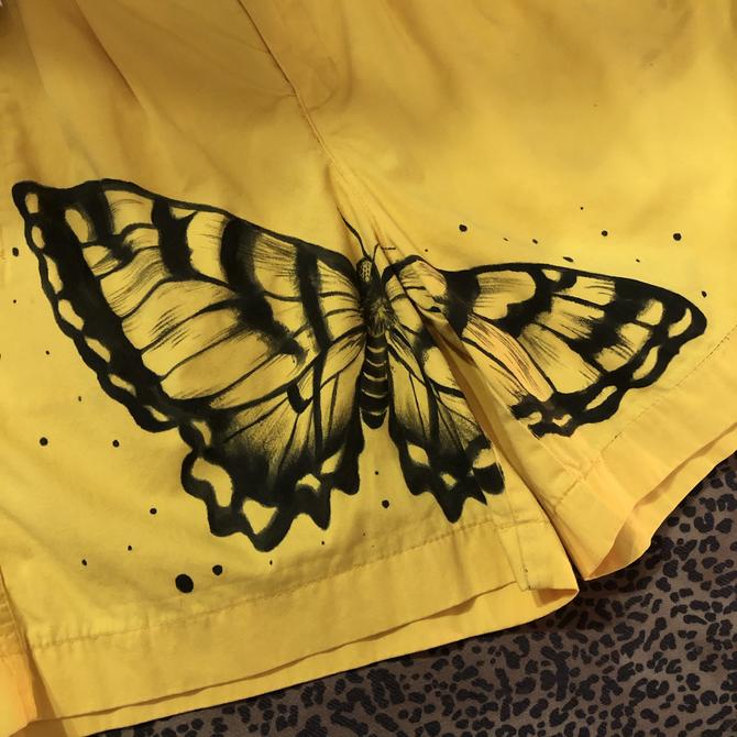 Hand painted Butterfly Shorts