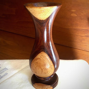 Small Cocobolo Wood Vase, Beautiful Bicolor Handmade Woodworking by BellewoodDesignGoods