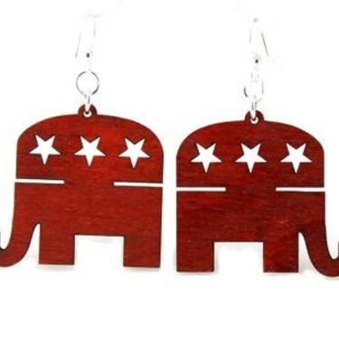 Republican Party Earrings - Cut from Reforested Wood 